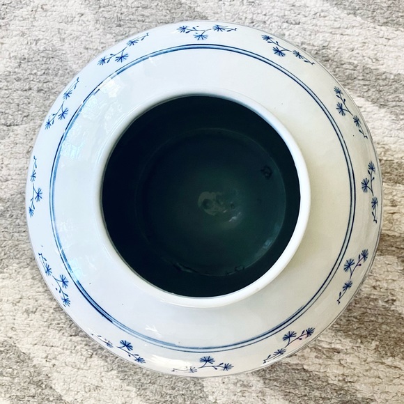 Large Vintage Chinoiserie Porcelain Blue And White Koi Ginger Jar - Picture 2 of 4